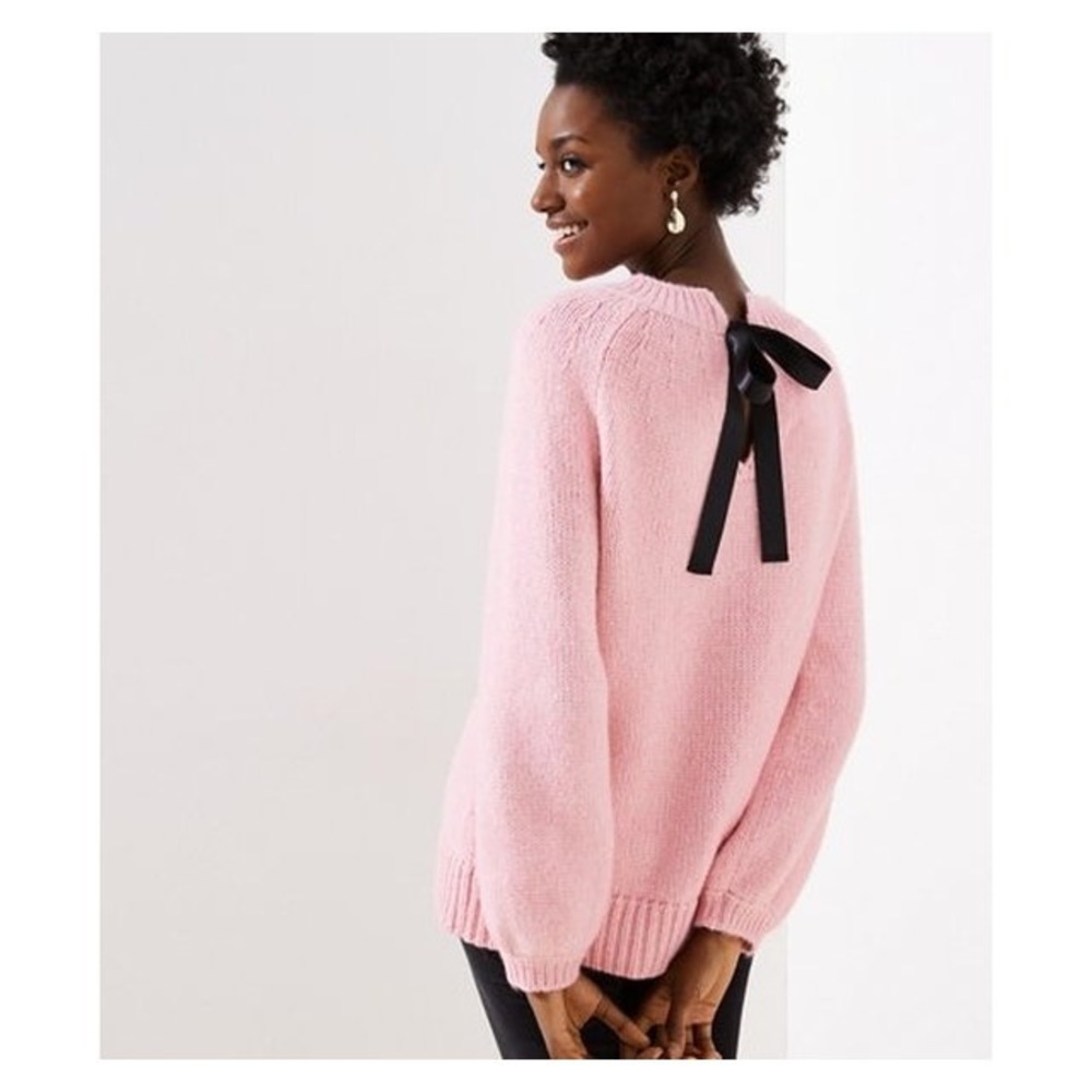 Loft Balloon Sleeve Pink Tie sweater Sz M